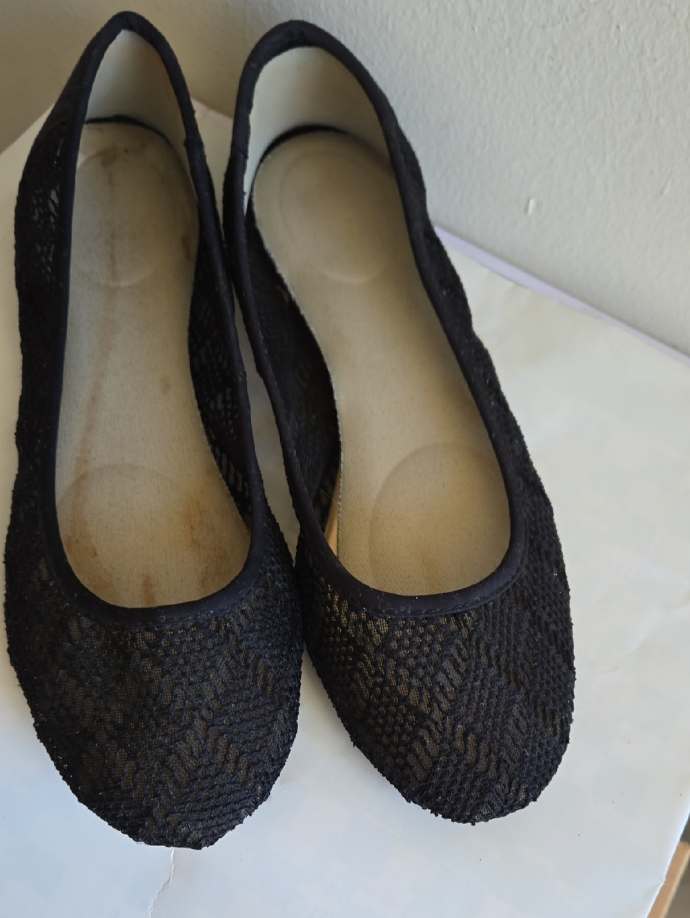 Black Women's Crochet Ballet Flats